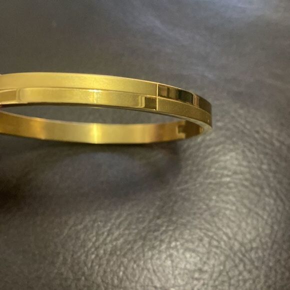 New Semi-matte Semi-smooth Woman's Bangle Ladies Stainless Steel Bracelet - Picture 4 of 7